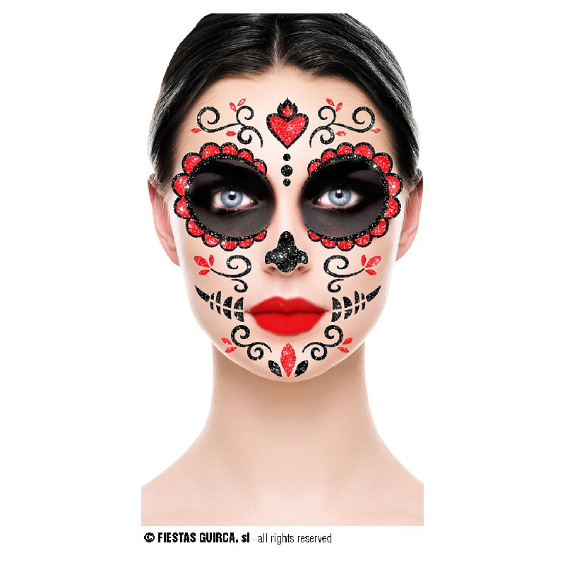 Adesivi Trucco Viso Dia de los Muertos Glitter