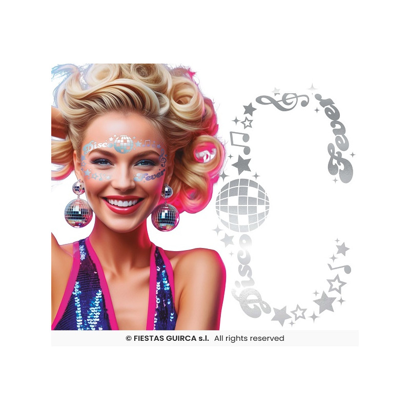 Adesivi Trucco Viso Disco Anni '80 Glitter