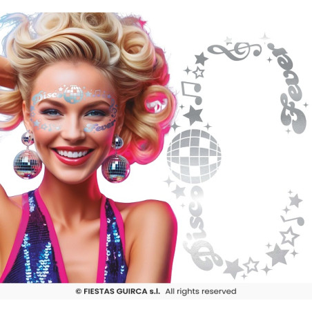 Adesivi Trucco Viso Disco Anni '80 Glitter