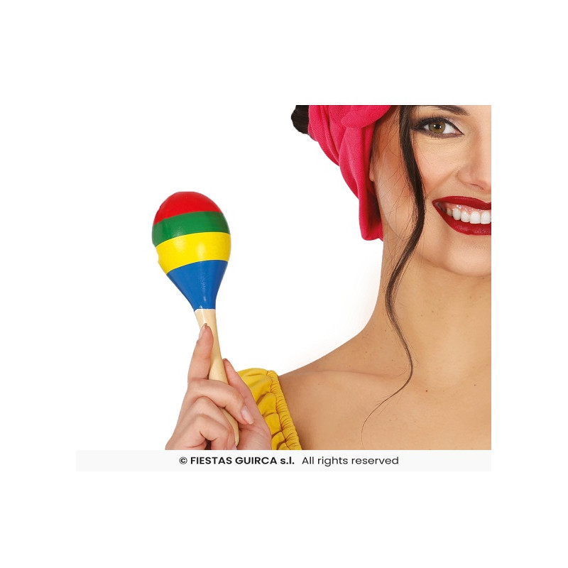 Maracas Ovale Colorato in legno 20 cm (1 pz)