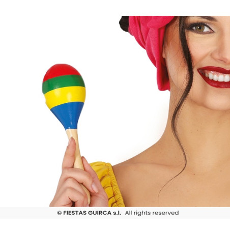 Maracas Ovale Colorato in legno 20 cm (1 pz)