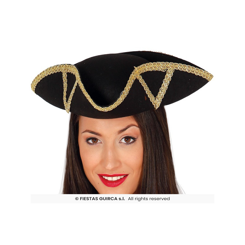 Tricorno Nero con decori oro