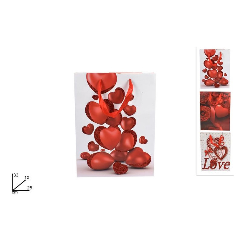 Busta Regalo San Valentino 33x25x10 cm - 3 mod ass
