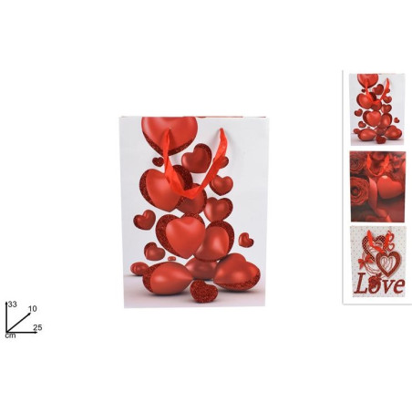 Busta Regalo San Valentino 33x25x10 cm - 3 mod ass