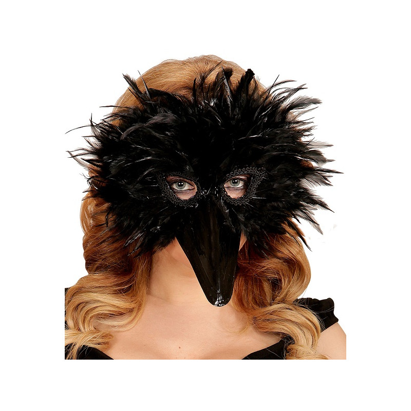 Mascherina Uccello Nero in piume