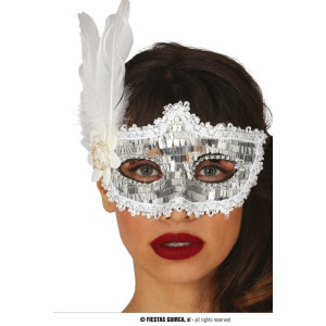 Mascherina Argento con piuma