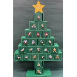 Calendario Avvento Albero Verde in legno h 29 cm