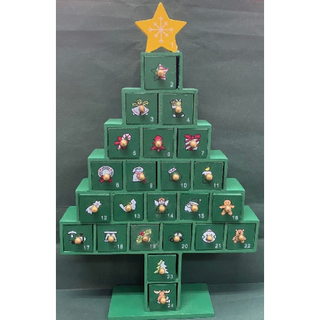 Calendario Avvento Albero Verde in legno h 29 cm
