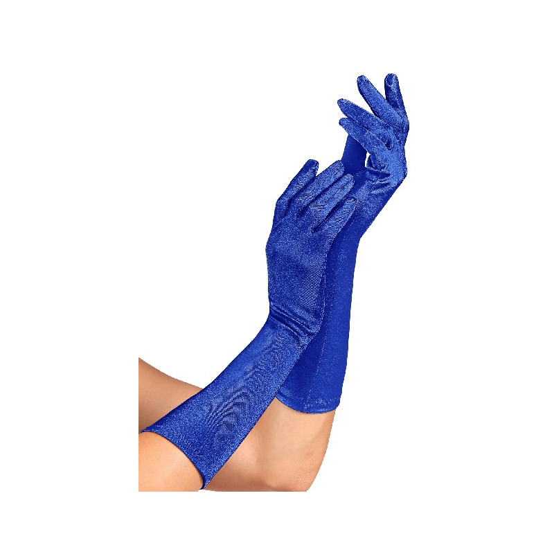 Guanti Blu' Satin Lunghi 37 cm