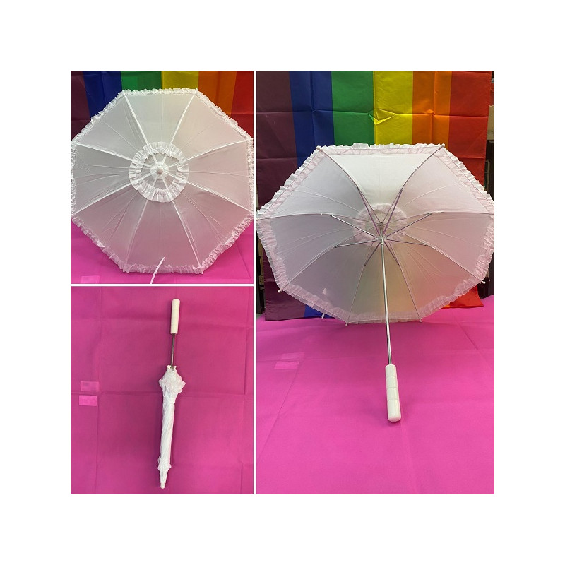 Ombrello Bianco con rouche 72 cm