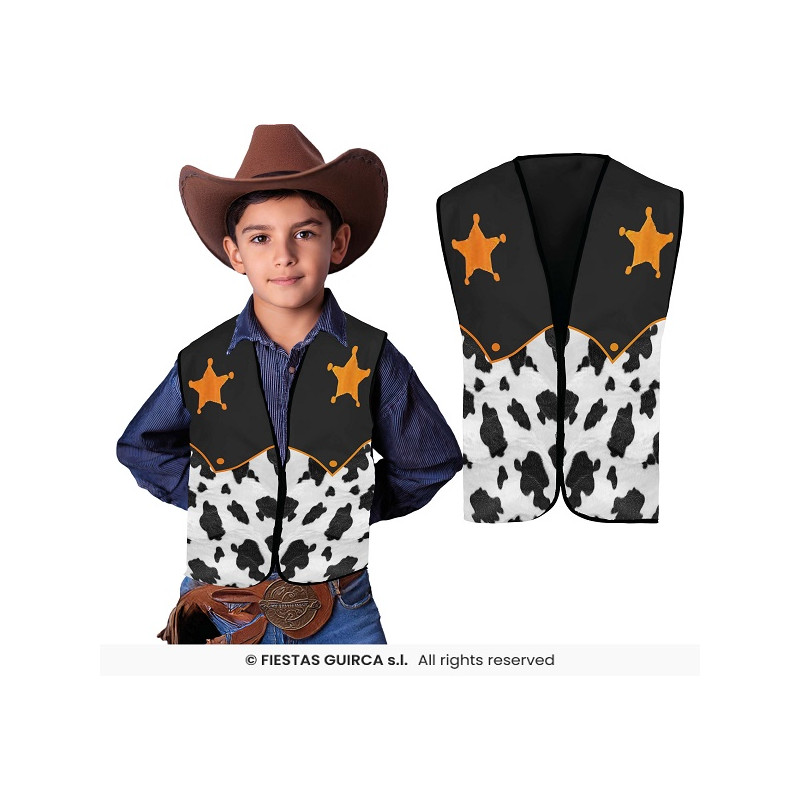 Gilet COW-BOY Nero Bambino - Tg UNICA