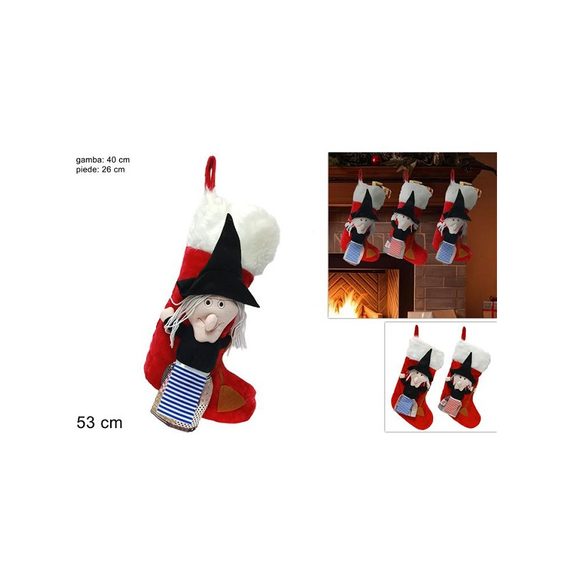 Calza Befana peluche 53 cm - 2 mod ass