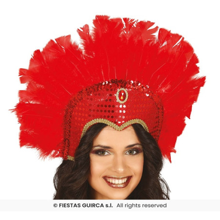 Copricapo Rosso in Piume e Pajlettes