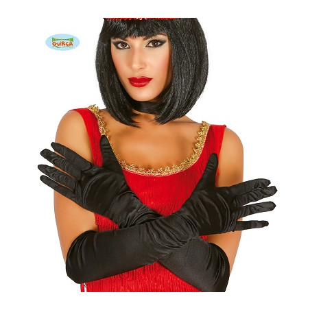 Guanti Neri Satin Lunghi 51 cm