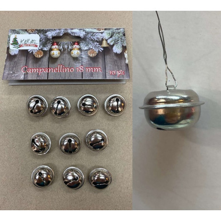 Campana a Bubbolo Argento 18 mm (cf. 10 pz) in metallo