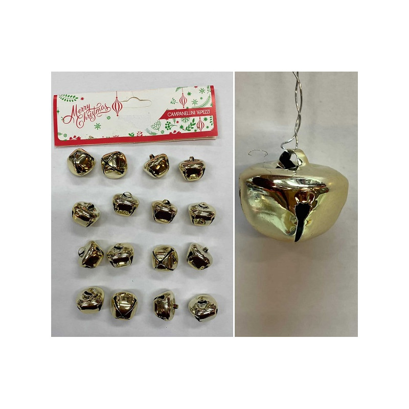Campana a Bubbolo Oro in metallo 2 cm (cf. 16 pz)