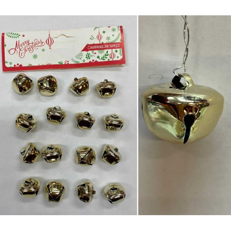 Campana a Bubbolo Oro in metallo 2 cm (cf. 16 pz)