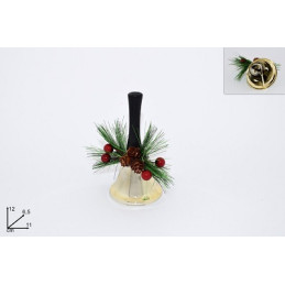 Campana Babbo Natale con rametto bacche 12 cm