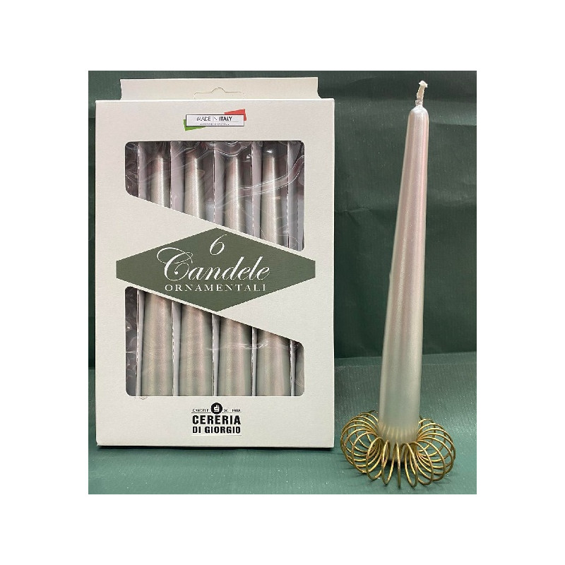Candela Conica ARGENTO (cf. 6 pz)