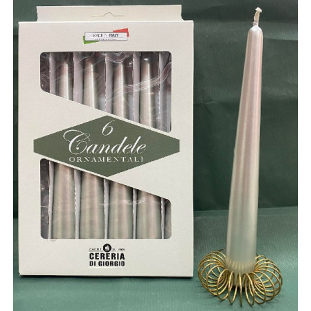 Candela Conica ARGENTO (cf. 6 pz)