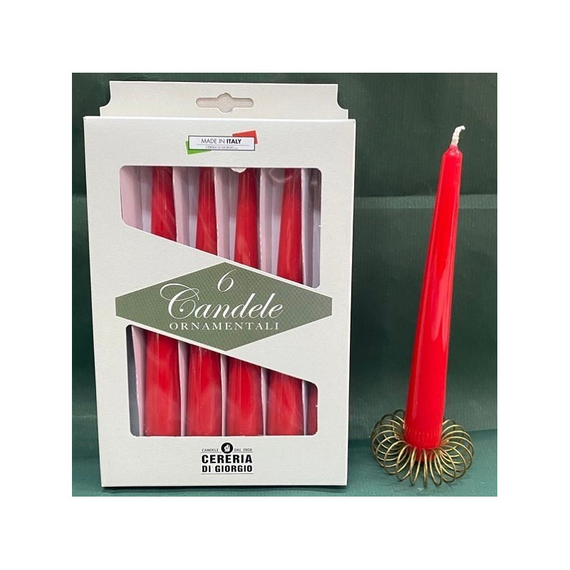 Candela Conica ROSSA (cf. 6 pz)