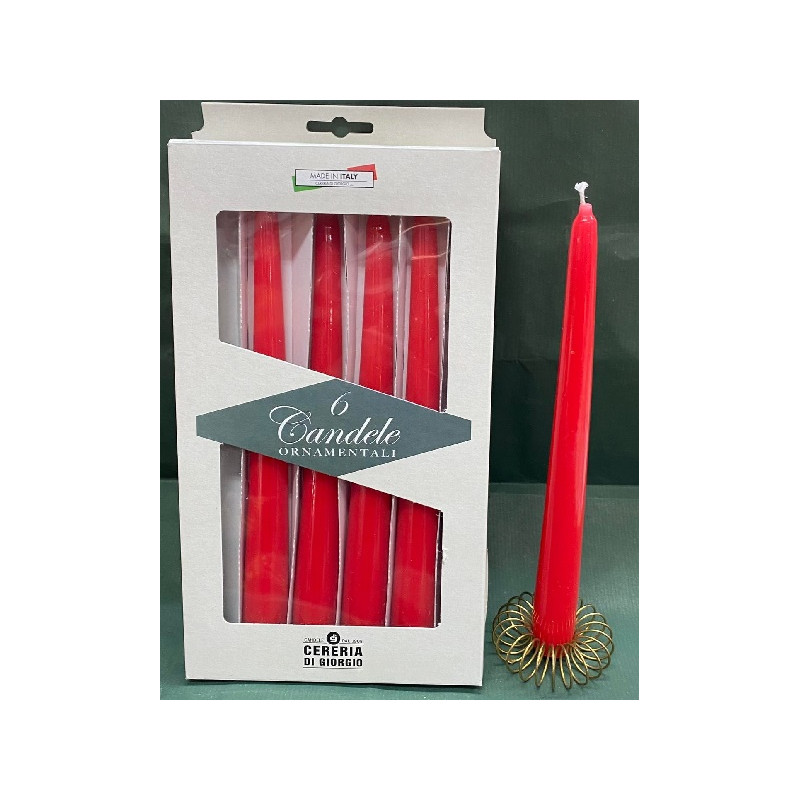 Candela Conica ROSSA 30 cm (cf. 6 pz)