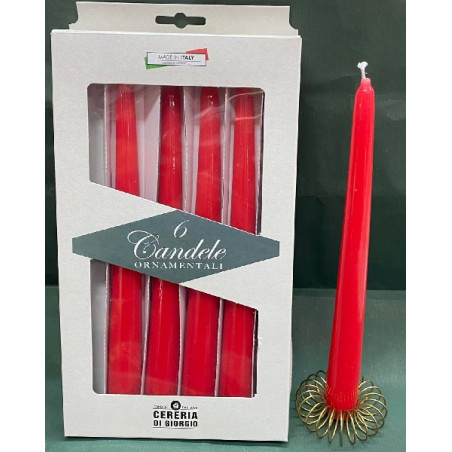 Candela Conica ROSSA 30 cm (cf. 6 pz)