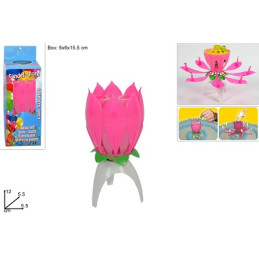 Candela Fiore Compleanno Rosa 12 cm
