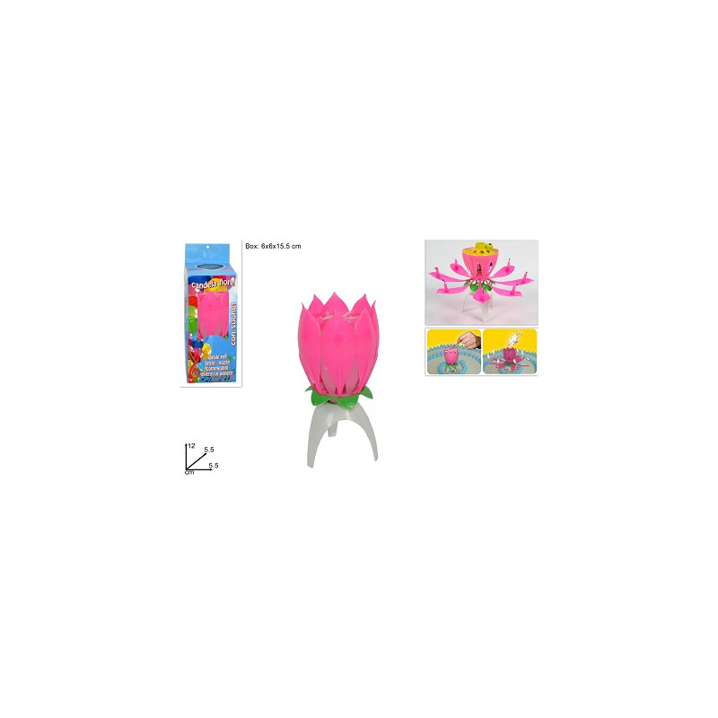 Candela Fiore Compleanno Rosa 12 cm