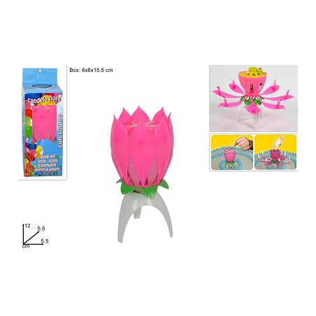 Candela Fiore Compleanno Rosa 12 cm