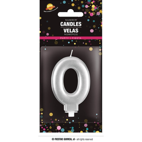 Candela Numero 0 Argento - 8 cm