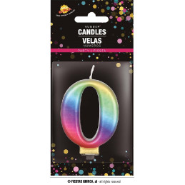 Candela Numero 0 Multicolor - 8 cm