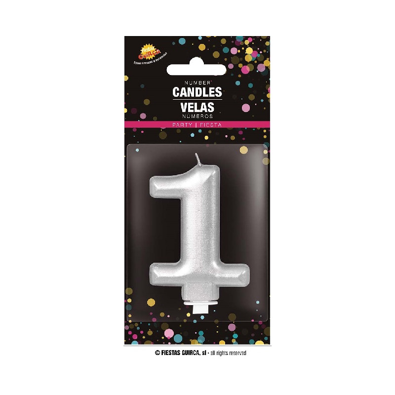 Candela Numero 1 Argento - 8 cm
