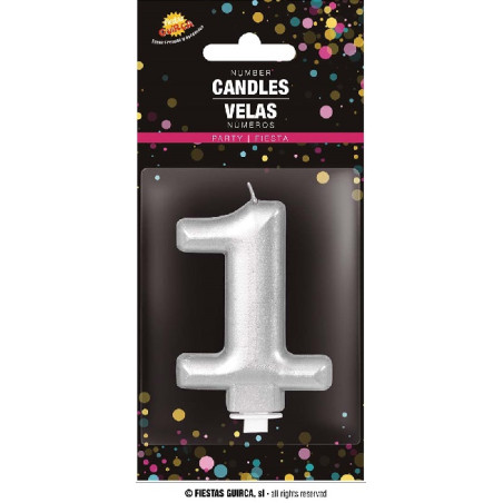 Candela Numero 1 Argento - 8 cm