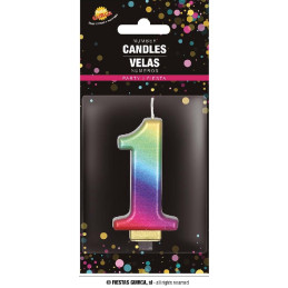 Candela Numero 1 Multicolor - 8 cm