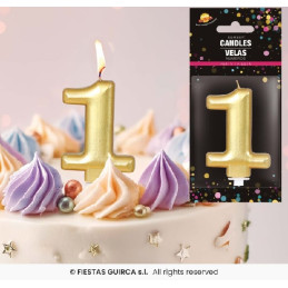 Candela Numero 1 Oro - 8 cm
