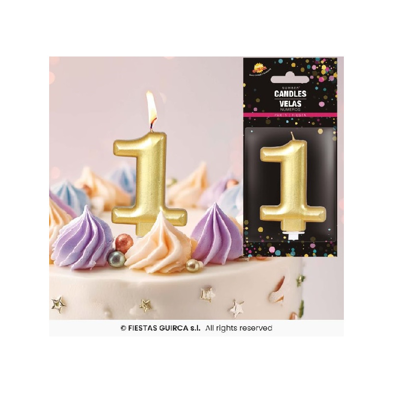 Candela Numero 1 Oro - 8 cm