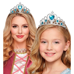 Corona Regina Argento con gemme Azzurre