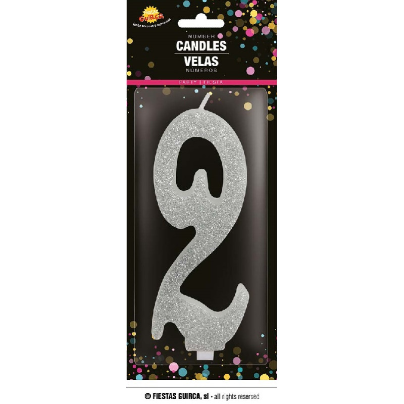 Candela Numero 2 Argento - 12,5 cm