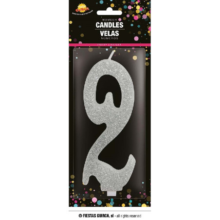 Candela Numero 2 Argento - 12,5 cm