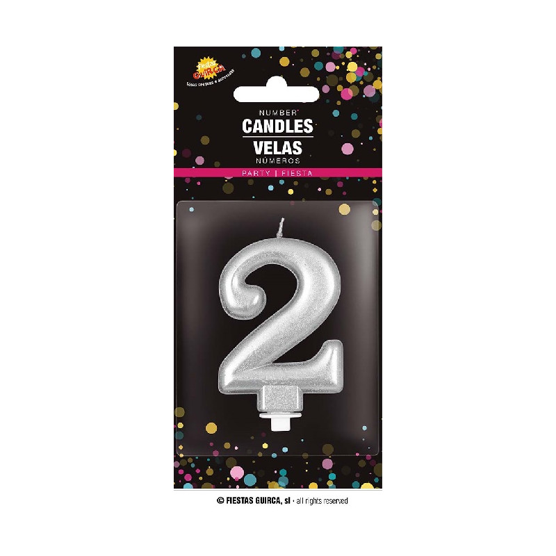 Candela Numero 2 Argento - 8 cm