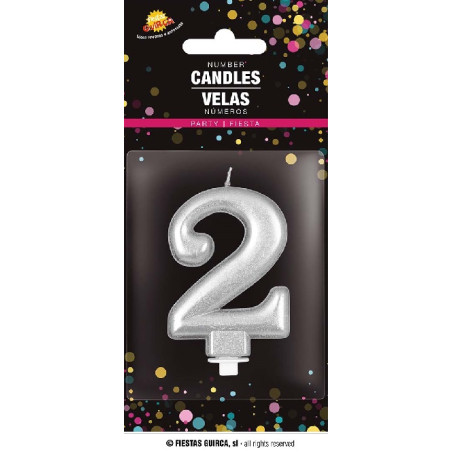 Candela Numero 2 Argento - 8 cm