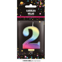 Candela Numero 2 Multicolor - 8 cm