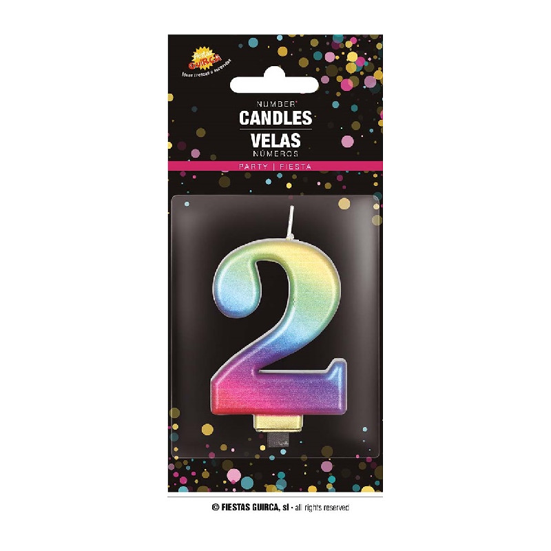 Candela Numero 2 Multicolor - 8 cm