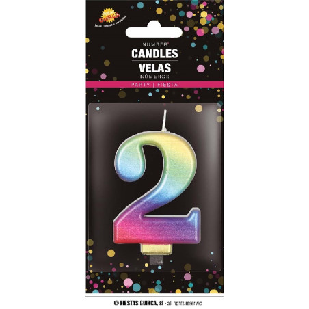 Candela Numero 2 Multicolor - 8 cm