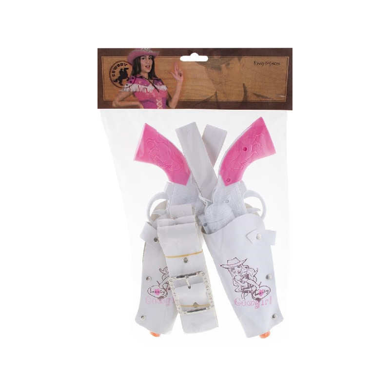 Fodero Cow-Boy Bianco Doppio con pistole