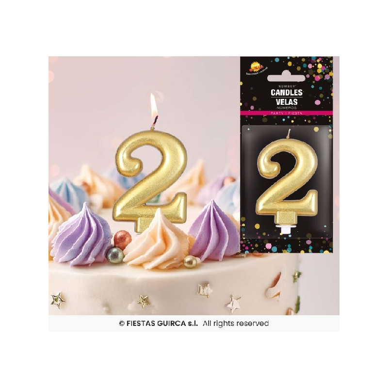 Candela Numero 2 Oro - 8 cm