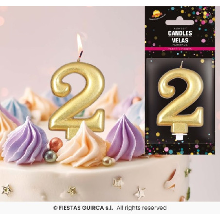 Candela Numero 2 Oro - 8 cm