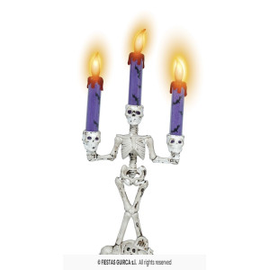Candelabro Scheletro 3 candele con luce 35 cm