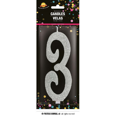 Candela Numero 3 Argento - 12,5 cm
